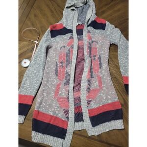 Say What Womens XS Hooded Cardigan Geometric, aztec, boho, tribal, southwestern